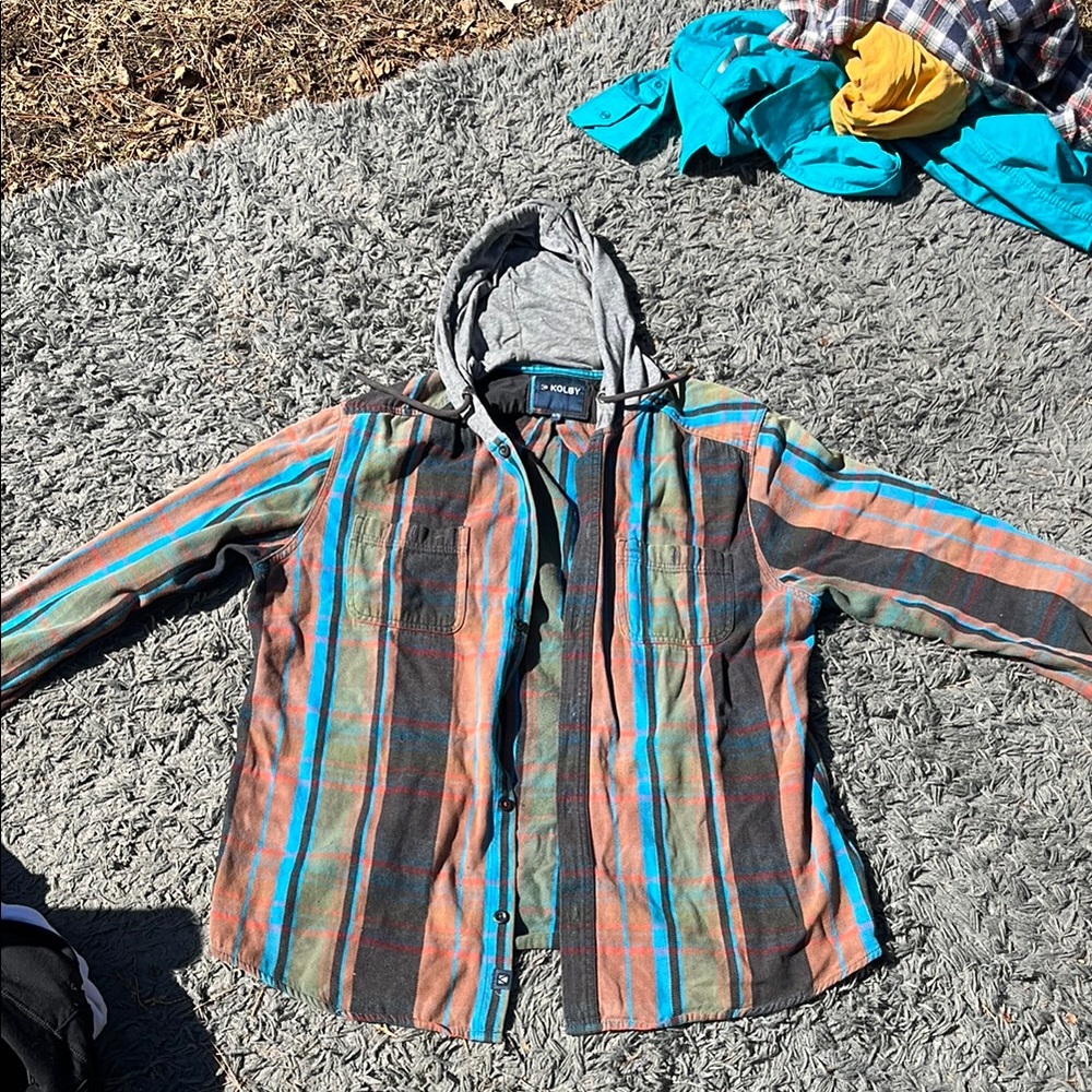 Colorful Plaid Hooded Shirt